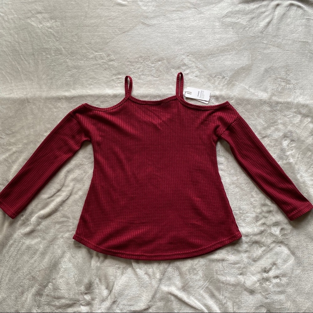 Red Cold-Shoulder Blouse - Picture 2 of 5